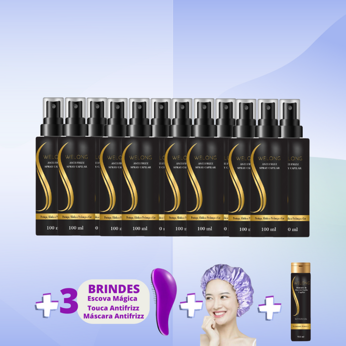 12 UNIDADES ANTI FRIZZ + BRINDES - ESCOVA, TOUCA ANTI FRIZZ E PROGRESSIVA